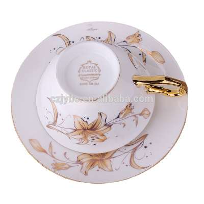 Vintage Styles Of Golden Lily Porcelain Tea Cups Sets Fine Bone China Coffee Cups And Saucers