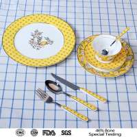 Fine bone china dinner sets yellow decal ceramic tableware set