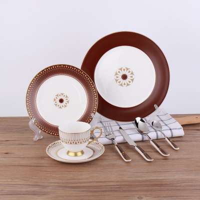 Luxury brown fine bone china porcelain tableware dinnerware dinner set