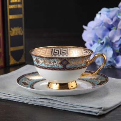 European Style Fine Bone China Ceramic Coffee Cup and Saucer Royal Porcelain Tea Sets for Hotel