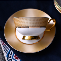 220ML Fine Bone China Coffee Cup And Saucer with gold rim Ceramic Tea Cups Sets