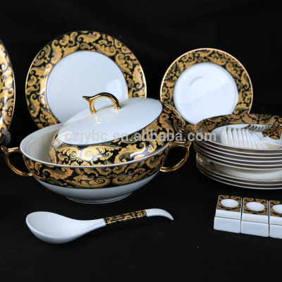 High Grade Ceramic Dinnerware Set Fine Bone China Tableware Set Of 56 PCS