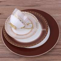 2019 New Arrival Decal Polychrome Color Gold Rim Painted Ceramic Dinner Set Grace Designs Fine Bone China Dinner ware