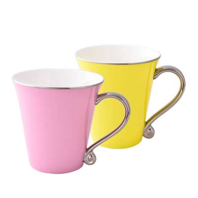 European Simple style Colorful pink milk mugs Ceramic mug set gift box