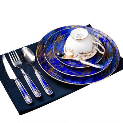 High Grade Ceramic flatware bone china dinnerware plate fork and spoon Sets