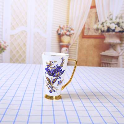 Wholesale Orchid Gold Rim Fine Bone China Mug Porcelain Coffee Cup With Gift Box Packing