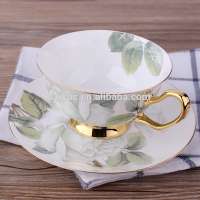 Gold-Rimmed Floral Ceramic Tea Sets Fine Bone China Coffee Cups And Saucers